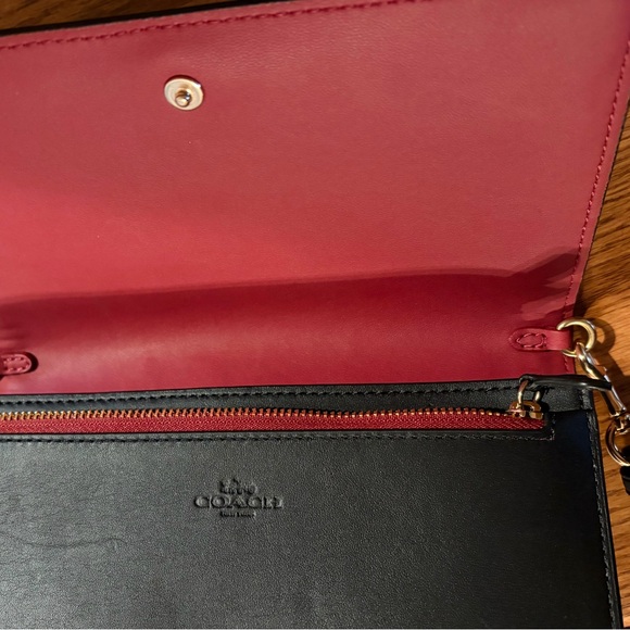 NWT Coach Anna Foldover Clutch Crossbody Bag in Brown and Black - Picture 7 of 13